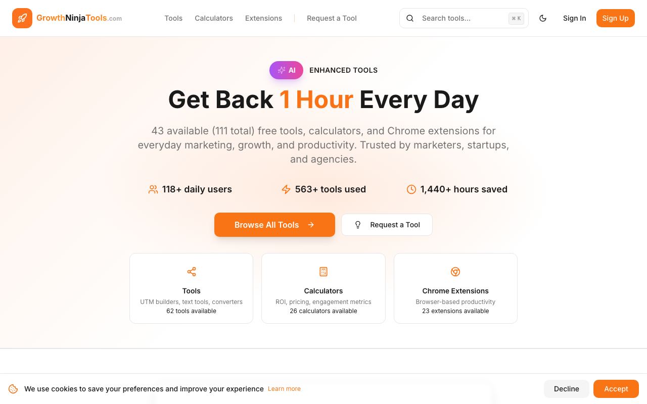 Growth Ninja Tools website