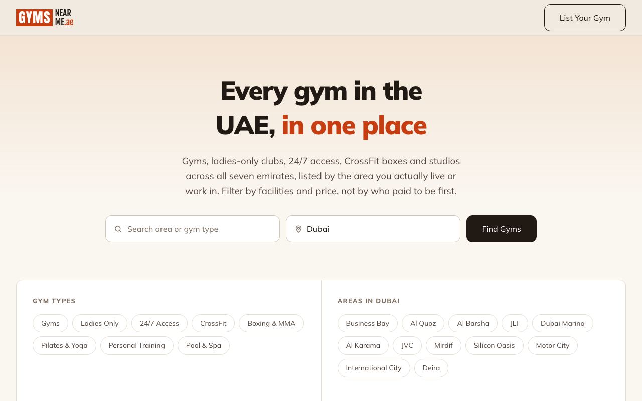 Gyms Near Me website