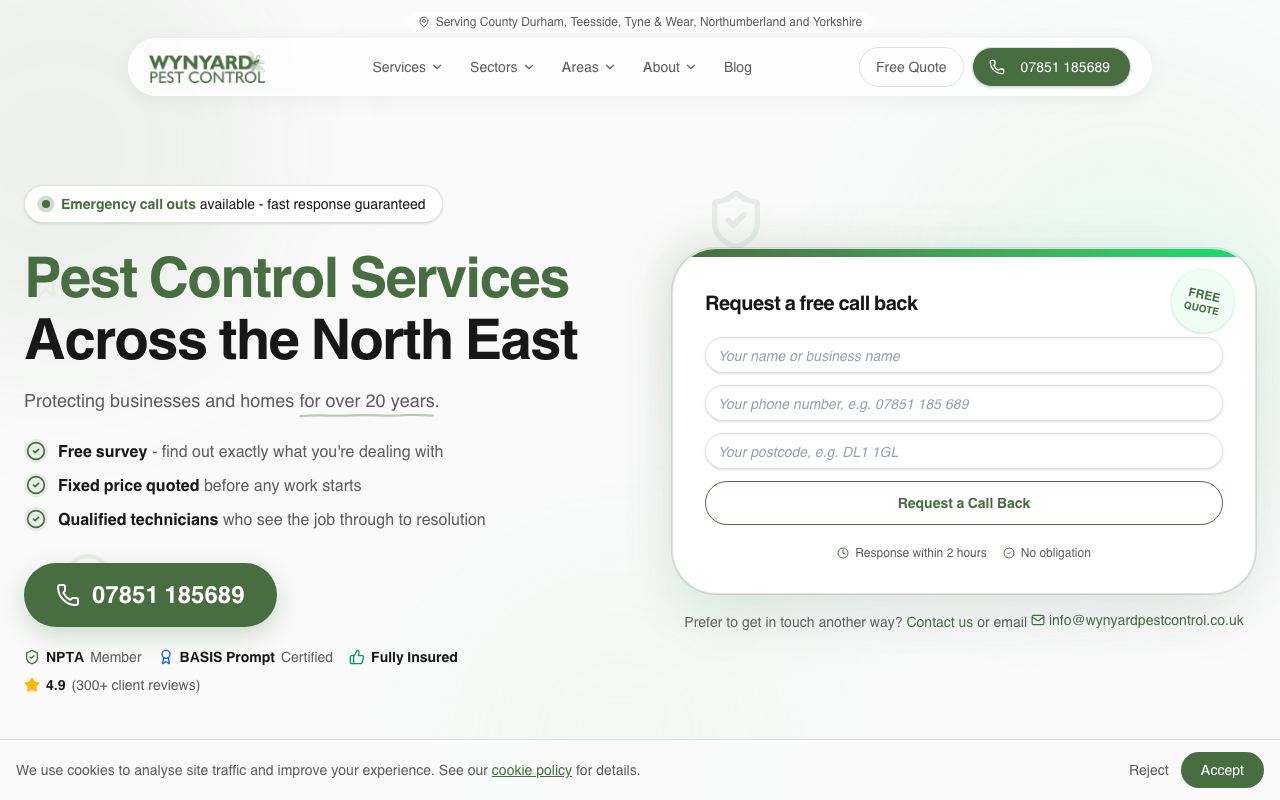 Wynyard Pest Control website